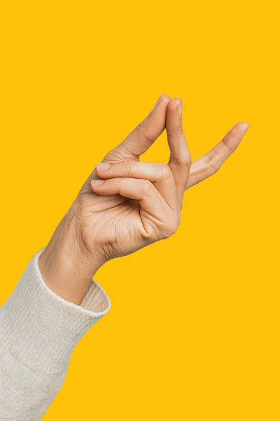 Hand gesture representing AI assistance